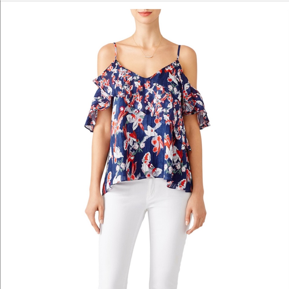Tanya Taylor cold shoulder silk top, size 6